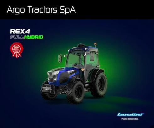 Landini Rex4 Full-Hybrid. Trattrice agricola stretta per frutteto e vigneto con motore ibrido plug-in